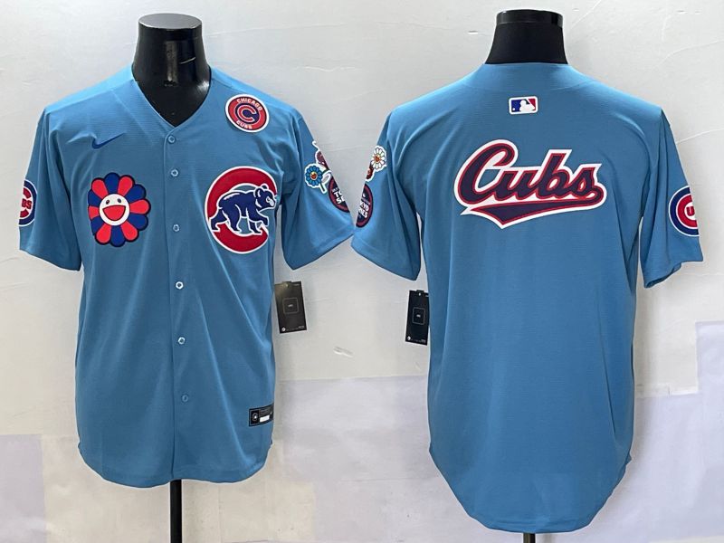 Men Chicago Cubs Blank Light Blue Flower Edition 2025 Nike MLB Jersey style 4->chicago cubs->MLB Jersey